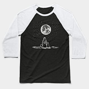 Cat and moon Baseball T-Shirt